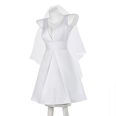 The Clown's Girl Cosplay Costume for Women Halloween Party Wedding Dresses White Suit