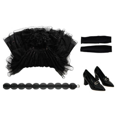 Wednesday Addams Cosplay Costume Black Dress for Girls Cosplay Addams Halloween Party Suit