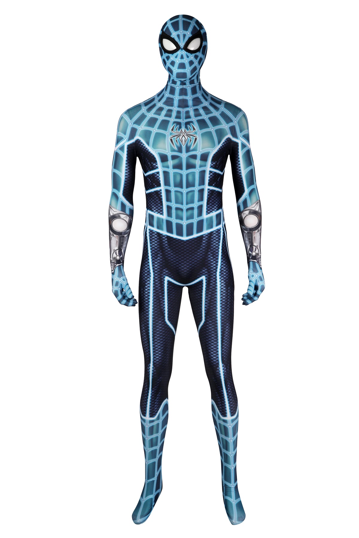 Marvel's Spider-Man Fear-Itself Suit Cosplay Bodysuit Blue Jumpsuit for Men