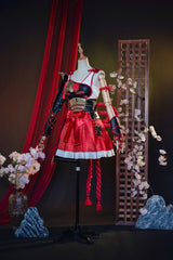 Naraka: Bladepoint Kurumi Cosplay Costume Red Suit for Girls New Year Cosplay Party Games Suit