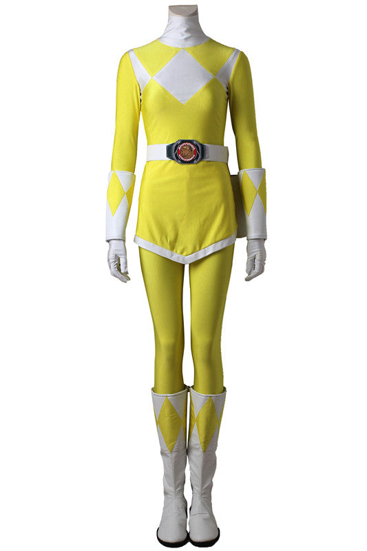 Mighty Morphin Power Rangers Trini Cosplay Jumpsuit Yellow Costume for Women's Cosplay Party