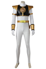 Cosplay Jumpsuit Mighty Morphin Power Rangers Tommy Cosplay Costume White Bodysuit for Men Cosplay Party